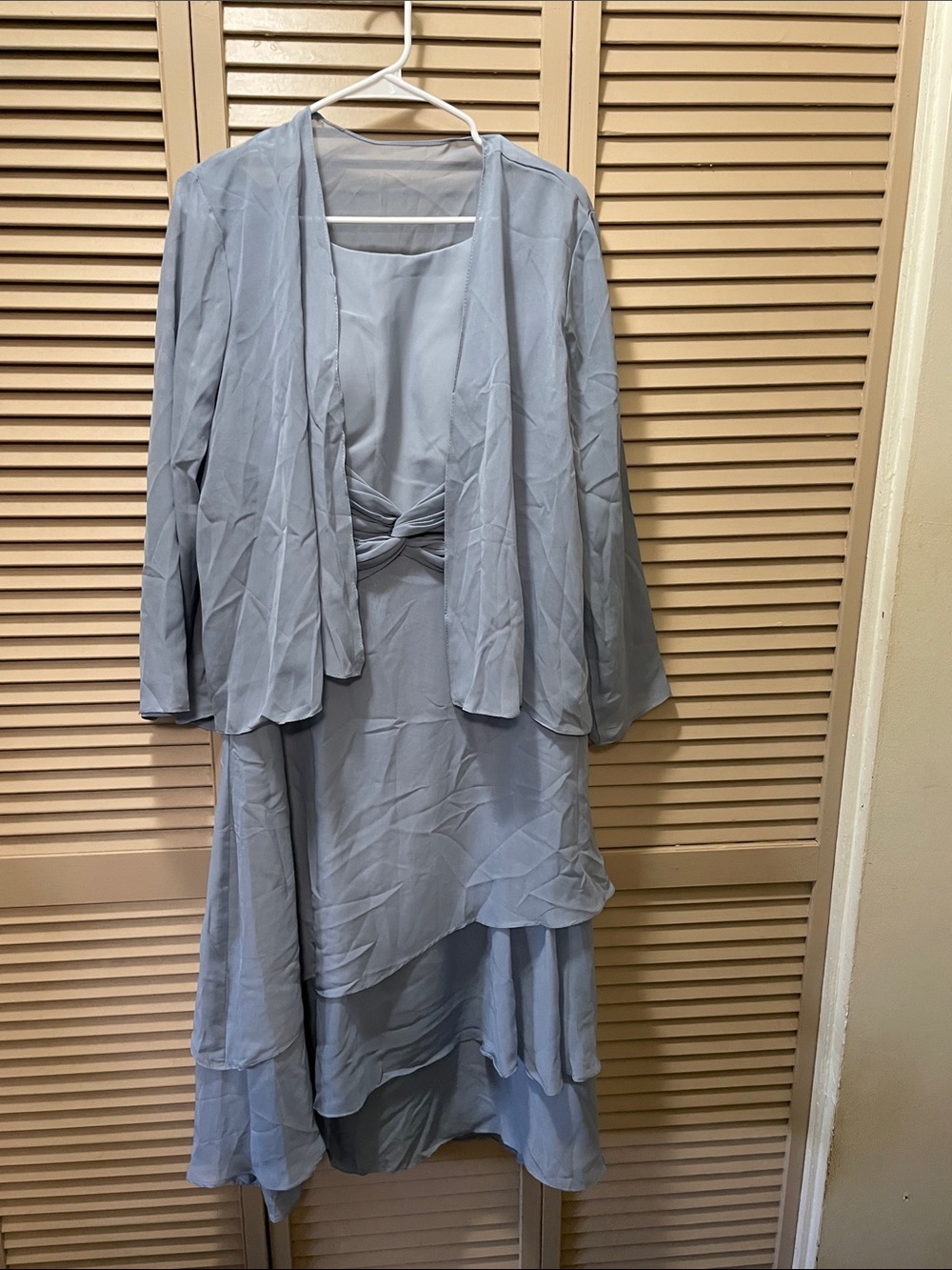 Light Blue Tiered Dress with Matching Open Jacket